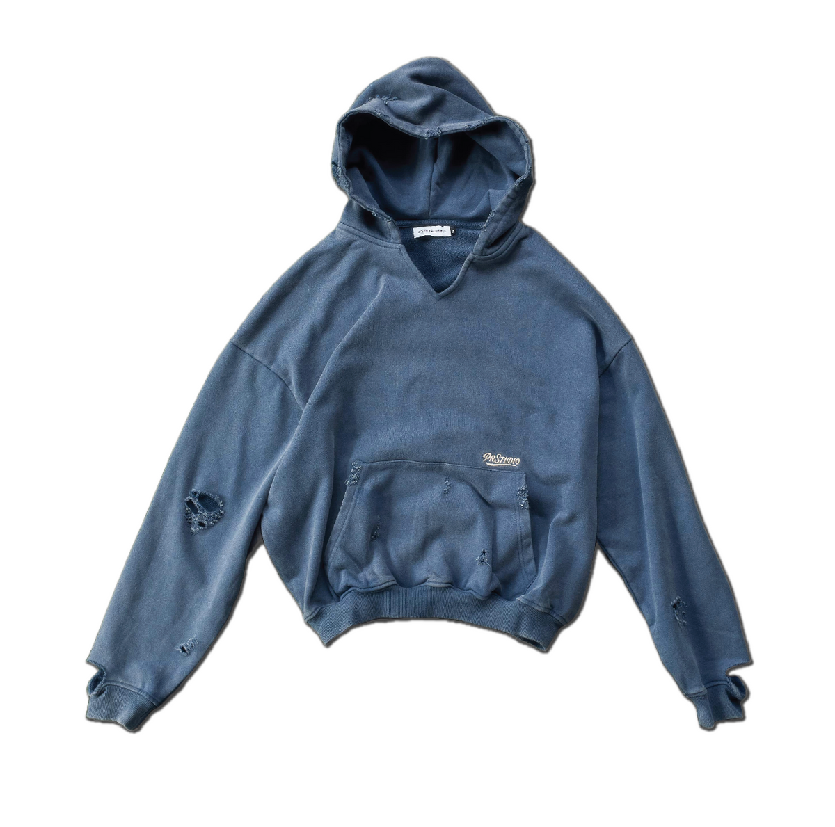 DISTRESSED HOODIE SUNFADE BLUE – PR STUDIO CLO